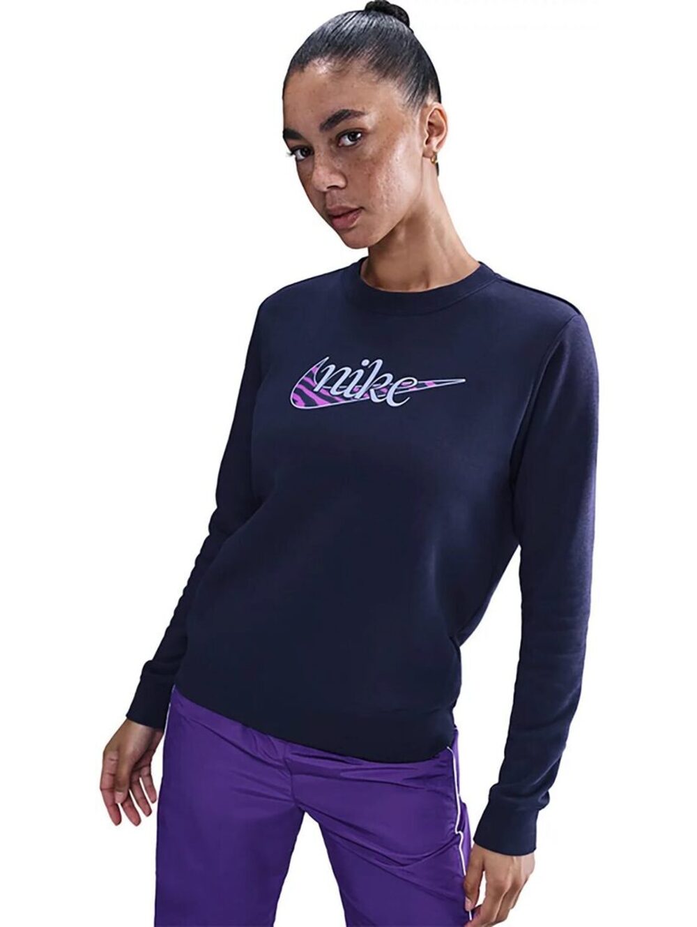Nike Sportswear Graphic Crewneck Sweatshirt – Navy/Purple – Women’s XL